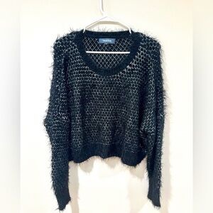 ModCloth Black and Silver Fuzzy Sweater size Medium